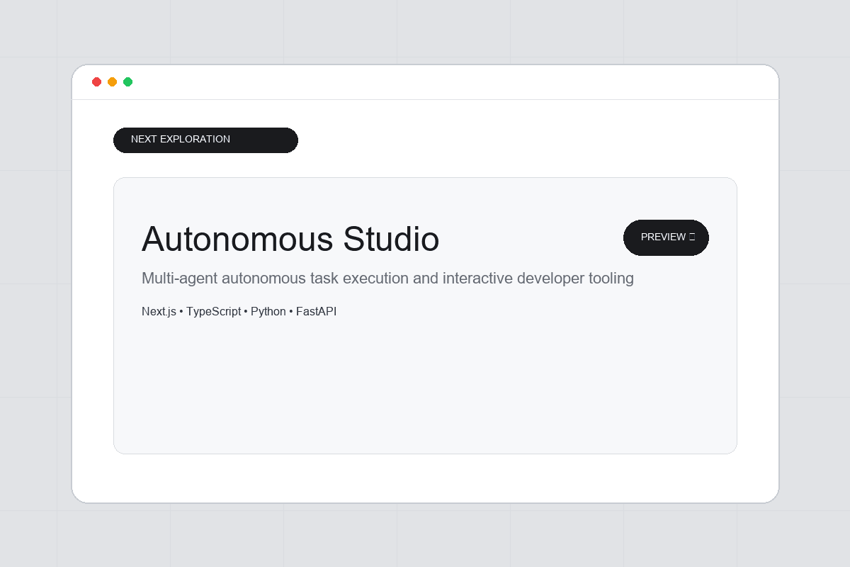 Autonomous Agent Studio interface preview